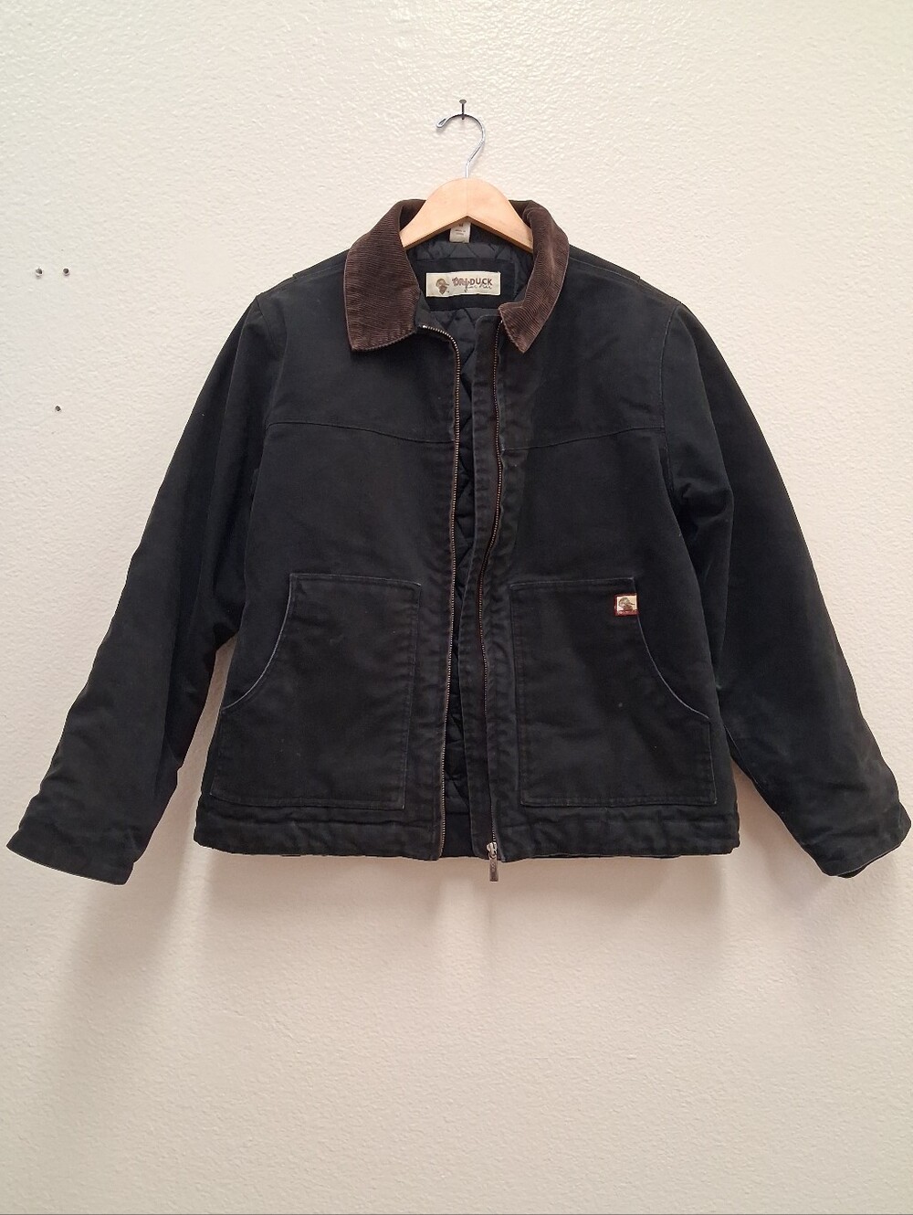 90s Dri Duck For Her Heavy Canvas Corduroy Collar Quilt Lined Workwear Jacket- M